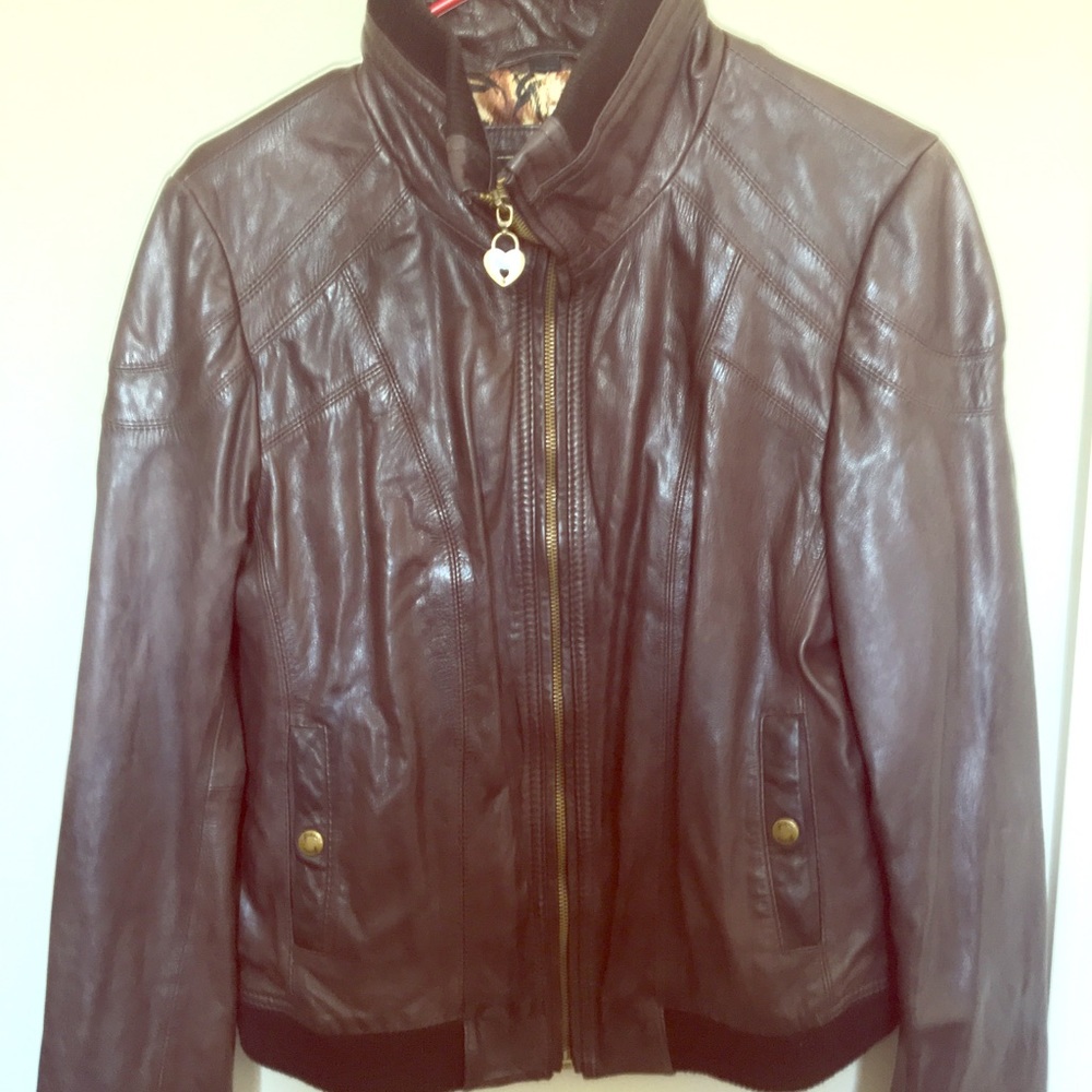 Guess 1981 series leather motorcycle jacket
